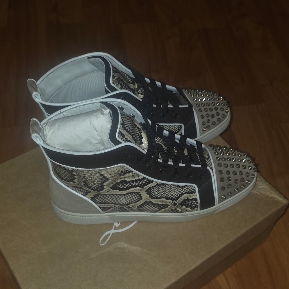 Christian Louboutin Black and White Studded Sneakers